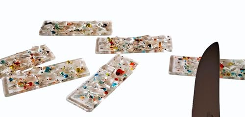 Porte-Couteaux Verre Recyclé Multicolore Lot 6 Fait Main France - Étui