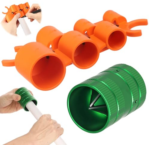 Rohrentgrater Innen- und Außenentgrater Ø 6-42mm Edelstahl Kupferrohr Entgrater für Kupfer-, PEX- und PVC-Rohre, 6 in 1 Tiefenmesser und Rohrentgratungswerkzeug-Set (1/4 Zoll - 1 Zoll)