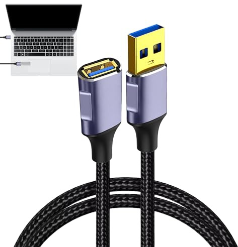 USB Extension Cable 5M, 3.0 Type A Male to Female Extender, USB Extension Long Cable 5M, 5Gbps High Speed Data Transfer, for Flash Drive, Printer, Hard Drive, Mouse, Keyboard,Scanner,Gamepad & More