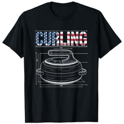 Bandera Americana Curling Camiseta Rizador Piedra Deslizante Camiseta