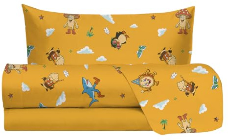 hermet Jolly - Juego de sábanas para Cama Individual, diseño de Tenis, 100% algodón, sábana encimera + sábana Bajera + Funda de Almohada