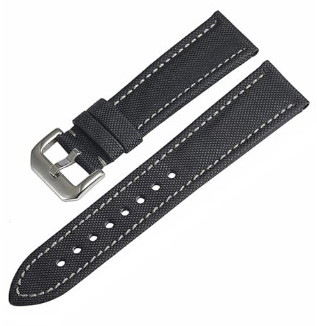 NASUNJIA Herrklocka Segelduksrem Läder 20 Mm 22 23 Svart Nylonband Vattentätt Armband(Black3,20mm)