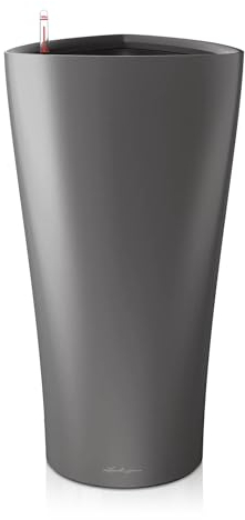 Lechuza – Pot de Fleurs d'Interieur – Premium Delta – Réserve d'Eau Intégrée – Coloris Anthracite – 40 x 40 x 75 cm