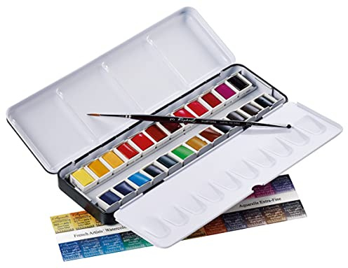Sennelier Aquarell Zinn-Metallic, 24 halbe Seiten, Classic Set
