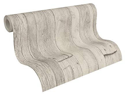 A.S. Création Bois Elements Papier Peint intissé 10.05 m x 0.53 m Gris Beige Crème Fabriqué en Allemagne 959311 95931-1