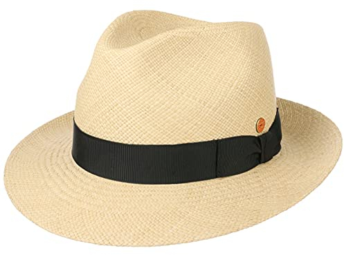 Mayser Albenga Panama Bogarthut Panamahut Strohhut Sommerhut Sonnenhut Herren - Made in The EU mit Ripsband, Ripsband Frühling-Sommer - 58 cm Natur