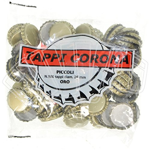 100 TAPPI A CORONA D. 26 CON GUARNIZIONE PER BOLLITURA BOTTIGLIE BIRRA POMODORO