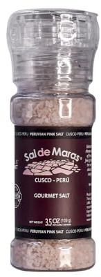 MARAS GOURMET | Sel de Maras | Sel rose du Pérou - Saveur unique et récolté à la main | Non raffiné | 100g (sel rose, gros grain, moulin rechargeable)