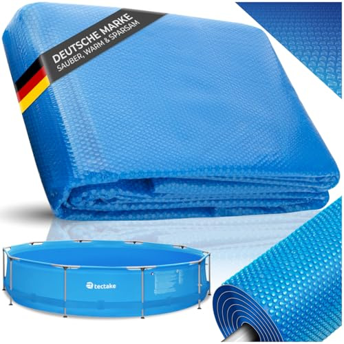 tectake® Pellicola Solare Piscina, Ø 549 cm, Copripiscina Rotondo, da Ritagliare, Protegge e Riscalda, Riscaldamento Ecologico, Sicurezza e Pulizia, Adattabile a Piscine Esterne, Maneggevole - Blu