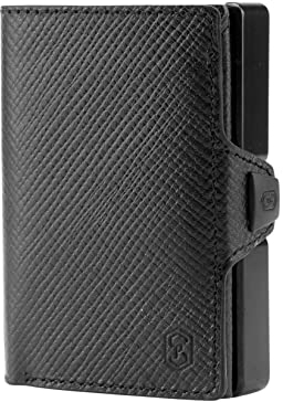 ZNAP® Slim Wallet Kreditkartenetui | Geldbörse Herren | Kartenhalter Geldbeutel Herren | Kartenetui Herren Geldbeutel | Herren Portemonnaie mit RFID Schutz |12 Karten | Nachtschwarz