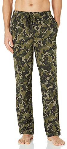 Amazon Essentials Pantaloni del Pigiama in Maglia di Cotone Uomo, Verde Oliva Motivo Mimetico Geometrico, L
