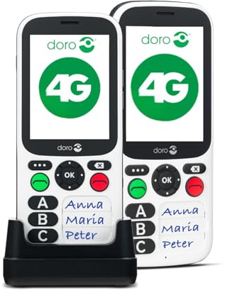 Doro - 780X IUP (PTI) – tragbares 4G entsperrt – Alarm für Arbeiter isoliert – GPS – Assistenztaste – vereinfachte Tastatur – Ladestation – Weiß