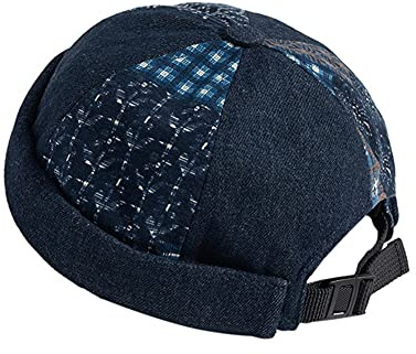 Herrhattar, dockermössa, keps, mössa, arbetar-/sjömanskeps, utan bättre, uppvikt kant, retromode, kantlös hatt, 318-Mörkblå, en storlek