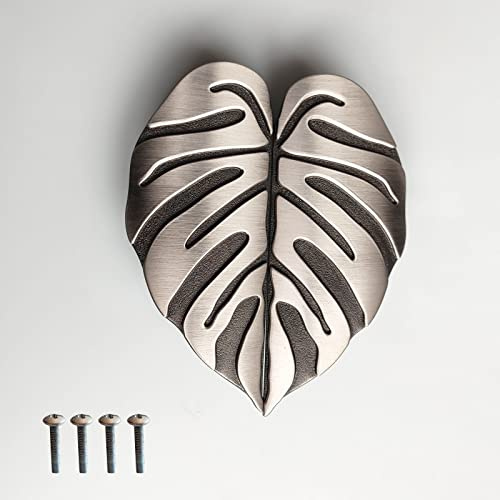 PIAOLGYI Silver Cabinet Handle Leaf Knobs for Milsbo Greenhouse Cabinet,Monstera Glass Door Cabinet Handles Accessory Compatible with IKEA Milsbo Cabinet