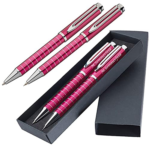 Schreibset aus Kugelschreiber und Druckbleisift mit Gravur als Geschenk & Symbol Pink PS105