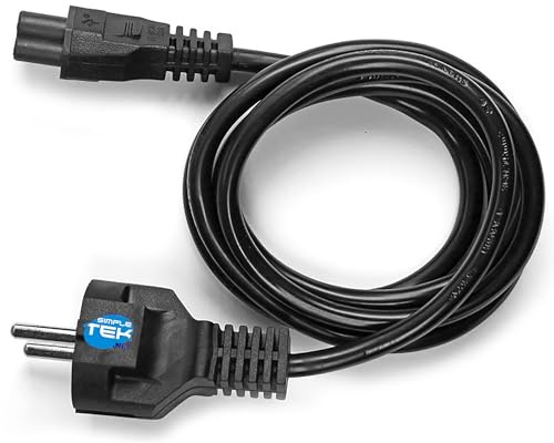 SIMPLETEK - Cavo Tripolare Alimentazione PC Notebook Laptop Monitor | Spina Tedesca Schuko a 3 Poli Universale 1,5M Nero