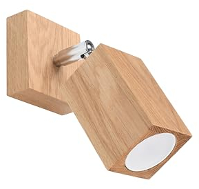 SOLLUX lighting Keke LED Wandleuchte aus Holz 1 Flamme - Wohnzimmer Lampe Schlafzimmer Leuchte Esszimmer - Lampe für Flur aus Eichenholz ‎8 x 19 x 17 cm