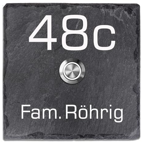 Tomtec Türklingel Schiefer Haustürklingel Klingelplatte Schiefer Klingelschild Design Tomtec 100x100mm