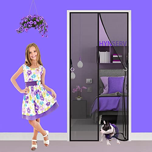 Magnet Fliegengitter Tür 95 x 240 cm Schwerlastterrasse Insektenschutz Tür ohne Bohren Vorhang für Balkontür Schiebetür Terrassentür - Schwarz A