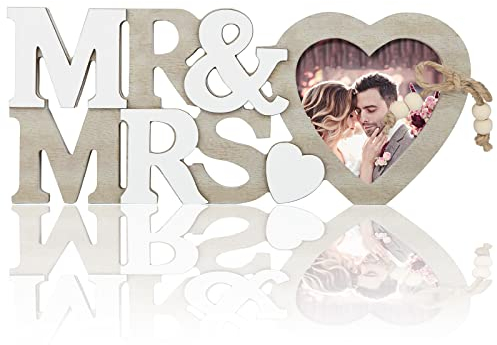 Mbsomnus Mr & Mrs Decoration Mariage Table Cadeau Mariage Cadres Photo Bois Lettres Deco Mariage Champetre pour Chambre Maison Anniversaire Fiançailles Réception Photobooth