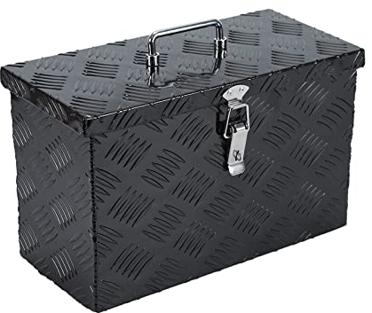 confote Werkzeugkasten, 40,6 cm, Aluminium-Streifen, beschichtet, für LKW, Bett, Wohnmobil, Anhänger, Werkzeugkasten, wasserdicht, quadratisch, Aufbewahrungsbox – Schwarz