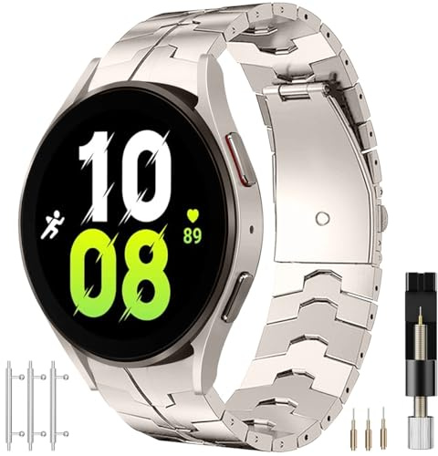 Miimall Metallarmband für Samsung Galaxy Watch 7/6/5/4, 40 mm, 44 mm, Edelstahlband für Galaxy Watch FE/6 Classic 43 mm, 47 mm/5 Pro/4 Classic, Faltschließe, verstellbares Ersatzband