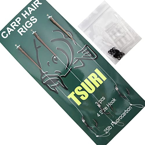 Línea de pesca carpa fluorocarbono anzuelo tamaño 4 montaje completo material de bola de plomo (6 líneas inferiores)