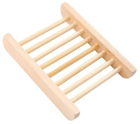 Kandid Bamboo Soap Dish - Draining Soap Dish For Hard Soap For Sinks and Showers - 10cm x 7cm x 1cm