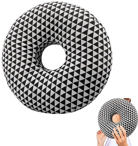 Donut Pillow Piercing Pillow ,Donut Pillow Ear Piercing Pillow for Side Sleepers Adjustable Filling Pressure Reduces Ear Pillow with Hole Piercing Pillow Doughnut for WashedEarrin g Pillow