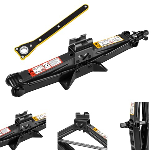 VickyHome 2 Tonnen Scherenheber für Autos, 105-385mm Reifenheber Werkzeugsatz mit Ratsche Arbeitssparendes Design, tragbarer Wagenhebersatz für SUV & Auto