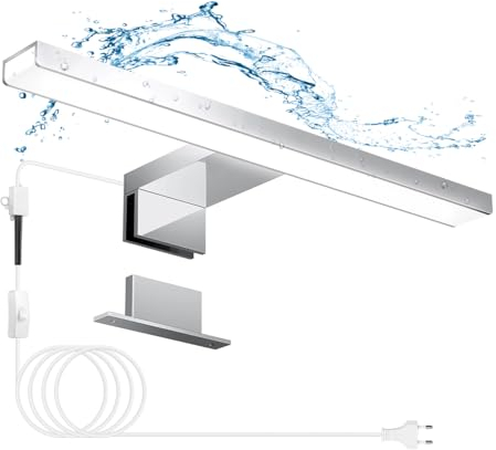 Hommie LED Spiegelleuchte Bad mit Schalter 30CM 5W 4000K Neutralweiß Aluminiumlegierung Spiegellampe Badezimmer Lampe 230V Schrankleuchte Schminklicht Spiegel Beleuchtung IP44 Wasserdicht