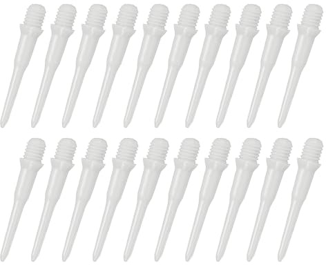 YOKIVE 50 Pcs Plastic Dart Tips, Game 2BA Thread Soft Darts Tips Replacements Dart Accessory | Indoor Outdoor Play (White)