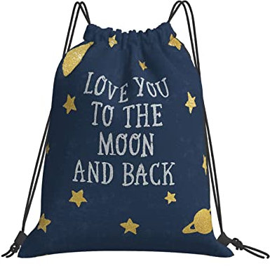 Sportbeutel 36X42cm Ich Liebe Dich Bis Zum Mond Und Zurück Turnbeutel Mit Kordelzug Bedruckt Sportrucksack Alltag Gym Bag Für Erwachsene, Mädchen, Jungen