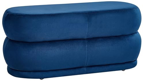 Bettbank Samt Marineblau oval 90 cm gesteppt Sitzbank glamourös Ellendale