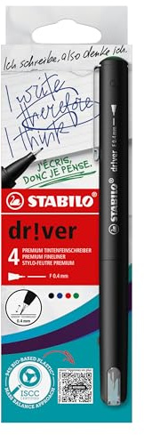 STABILO - Premium-Fineliner - dr!ver - fein - 4er Pack - grün, rot, blau, schwarz