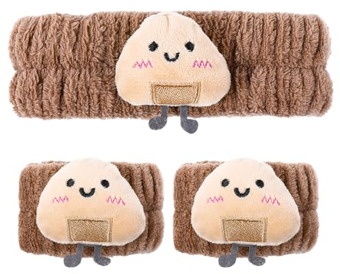 Gesichtswaschband, süßes Cartoon-Waschband, Waschband, weiches Korallen-Fleece, elastisches Haarband, Make-up-Stirnband für das Handgelenk, Braun