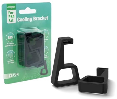 BITFUNX 4 staffe di raffreddamento per accessori PS4, design aggiornato per una vestibilità sicura, supporto verticale orizzontale per console di gioco PS4 Fat/Slim/Pro (per PS4 Fat (nero)