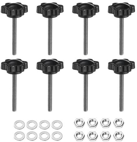 QUARKZMAN 8 Stück Rändelschraube Sterngriffmutter M4 x 40mm Metrisch 304 Edelstahl männliches Gewinde 25mm Rändelmutter 6-Stern Kunststoff Gewindestift Handknöpfe Griffe Daumenschrauben