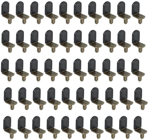 sourcing map 6 mm L-Regalstifte, L-förmige Clips mit Silikonhülse für Küche, Bücherregal, Schrank, Regale, Schrank, Möbelstütze, Braun, 50 Stück