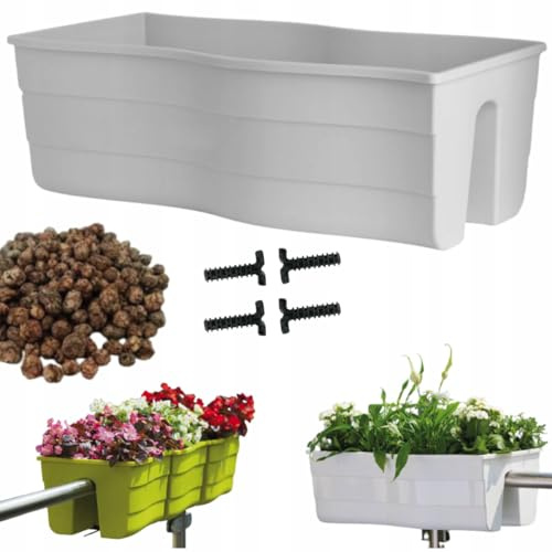 DIKEL Fioriera 58 x 29 x 20 cm | Fioriera da balcone con sistema di irrigazione e tappi in gomma per scarico dell'acqua, per balcone o giardino, vaso per piante protegge le radici e previene il