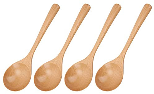 4 Piezas Gran Cuchara de Madera de Madera Eco Amigable S Aplicación No Ancha Spoon de Cuchara de Madera para Cocinar la Mezcla que Sirve a Nuestra Frie y a la familia. Grandes Cucharadas de Madera