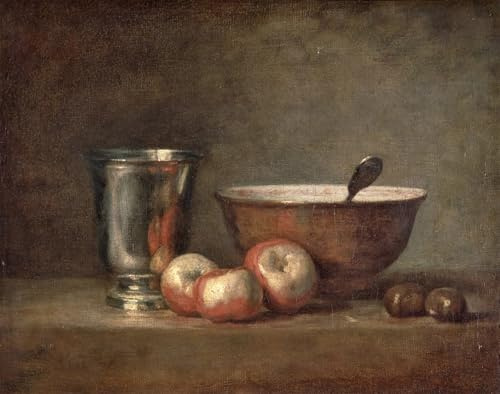 HRJUBWREE Murales Vintage Pintura de Póster Artística Imagen Lienzo El cáliz de plata de Jean Baptiste Simeon Chardin para Decoraciones del Hogar 60x90cm