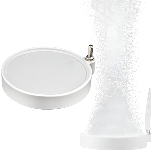 VANSUKY Disco in pietra porosa per acquario, 10 cm, diffusore di bolle di corindone bianco ultra fine con connettore J in acciaio inossidabile, aeratore di ossigeno durevole per acquari da 50 a 100 cm