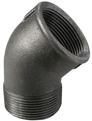 KNM Trade Bogenfitting 45° Gusseisen IG/AG Schwarz 3/4 | Druckluftsysteme, geschlossene Heizungsanlagen, Temperguss, ISO 7-1