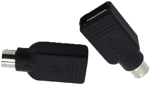 DUSTEWQ USB to PS2 Adapter, USB Female to PS/2 Male Converter Male to Female Keyboard Adapter PS-2 Jack to USBA Plug, for mouse and keyboard (Black, 2-Pack)