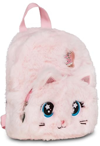 SJ GANG STYLE JAM GANG Mini Zainetto Gattino Per Bambine In Pelliccetta Rosa, Con Spallacci Regolabili, Dettagli Scintillanti E Cursori Personalizzati