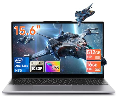 BMAX PC Portatile 15,6 Pollici 16GB RAM 512GB SSD, N95 CPU (Fino a 3,4GHz) Notebook Computer Portatile Espandi a 2TB, BT5.0, USB3.2x2, Type Cx1, 1920x1080P Laptop WiFi5 con Film per Tastiera Italiana