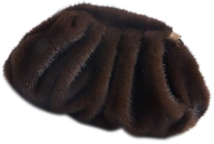 Uqezagpa Borsa a tracolla portatile in pelliccia sintetica con tracolla ergonomica funzionale per lunghe ore di trasporto durante gli incontri borsa da sera da donna, Caff