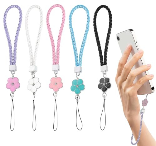 Set da 5 Lacci per Cellulare, Cordino da Polso Universale Anti-smarrimento, Cinturino per Telefono in Nylon Resistente, Pendenti Decorativi per Smartphone e Tablet, 5 Colori