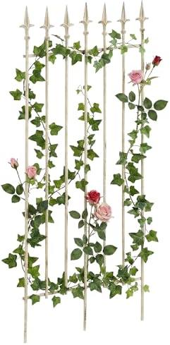 CLP Treillis Metallique 100 x 50 cm Elisa, Support Stable pour rosiers et Lierre, Style Art Nouveau, Treillage pour Jardin, Couleur:crčme Antique